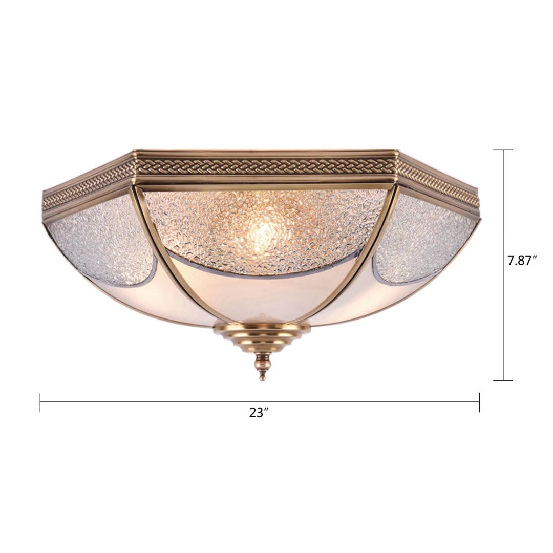 HomeRoots Traditional Hexagon Ceiling Light Fixture With White and Gold Finish