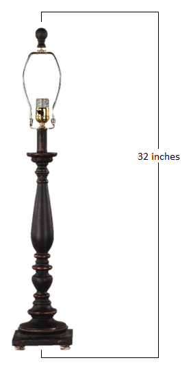 HomeRoots Traditional Table Lamp Base Only in Distressed Black Finish