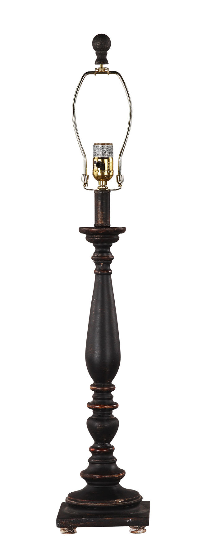 HomeRoots Traditional Table Lamp Base Only in Distressed Black Finish