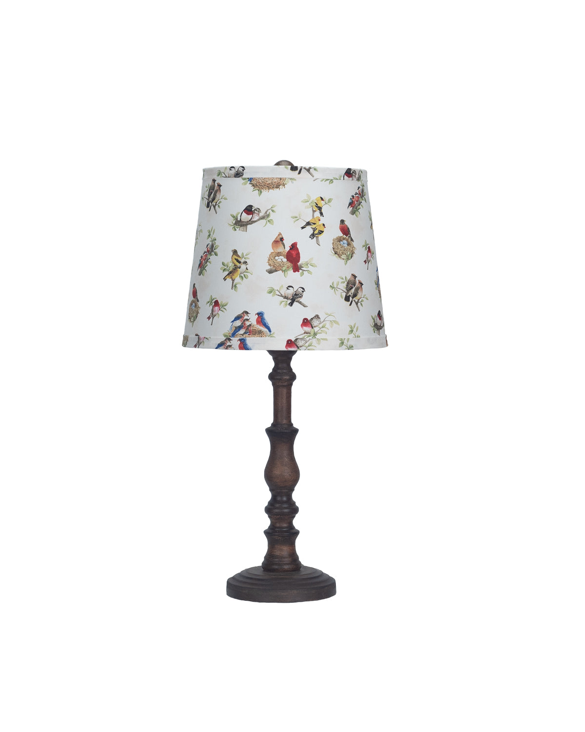 HomeRoots Traditional Table Lamp With Birds Printed Shade in Distressed Brown Finish