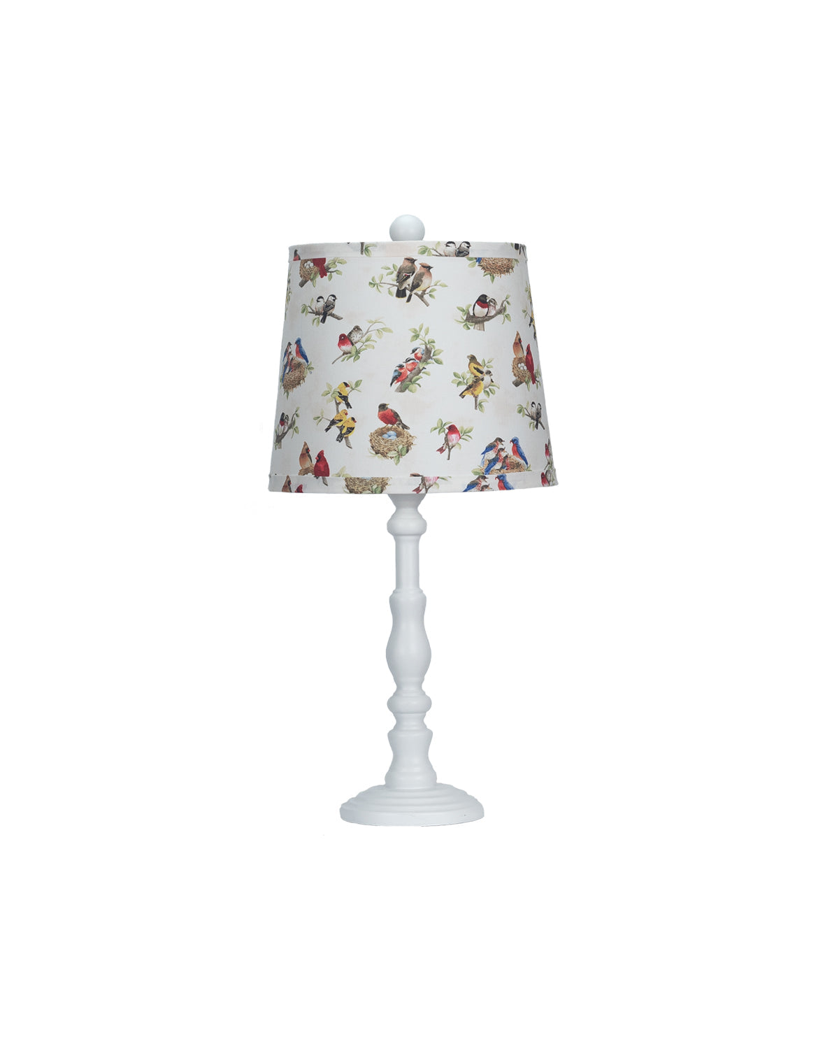 HomeRoots Traditional Table Lamp With Birds Printed Shade in White Finish