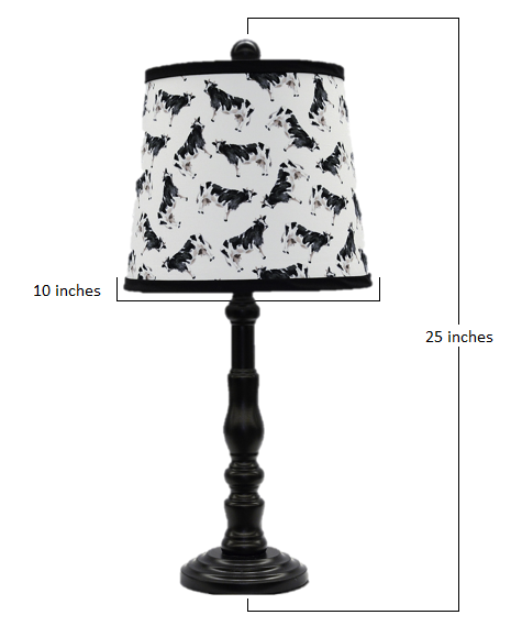 HomeRoots Traditional Table Lamp With Cow Printed Shade in Black Finish