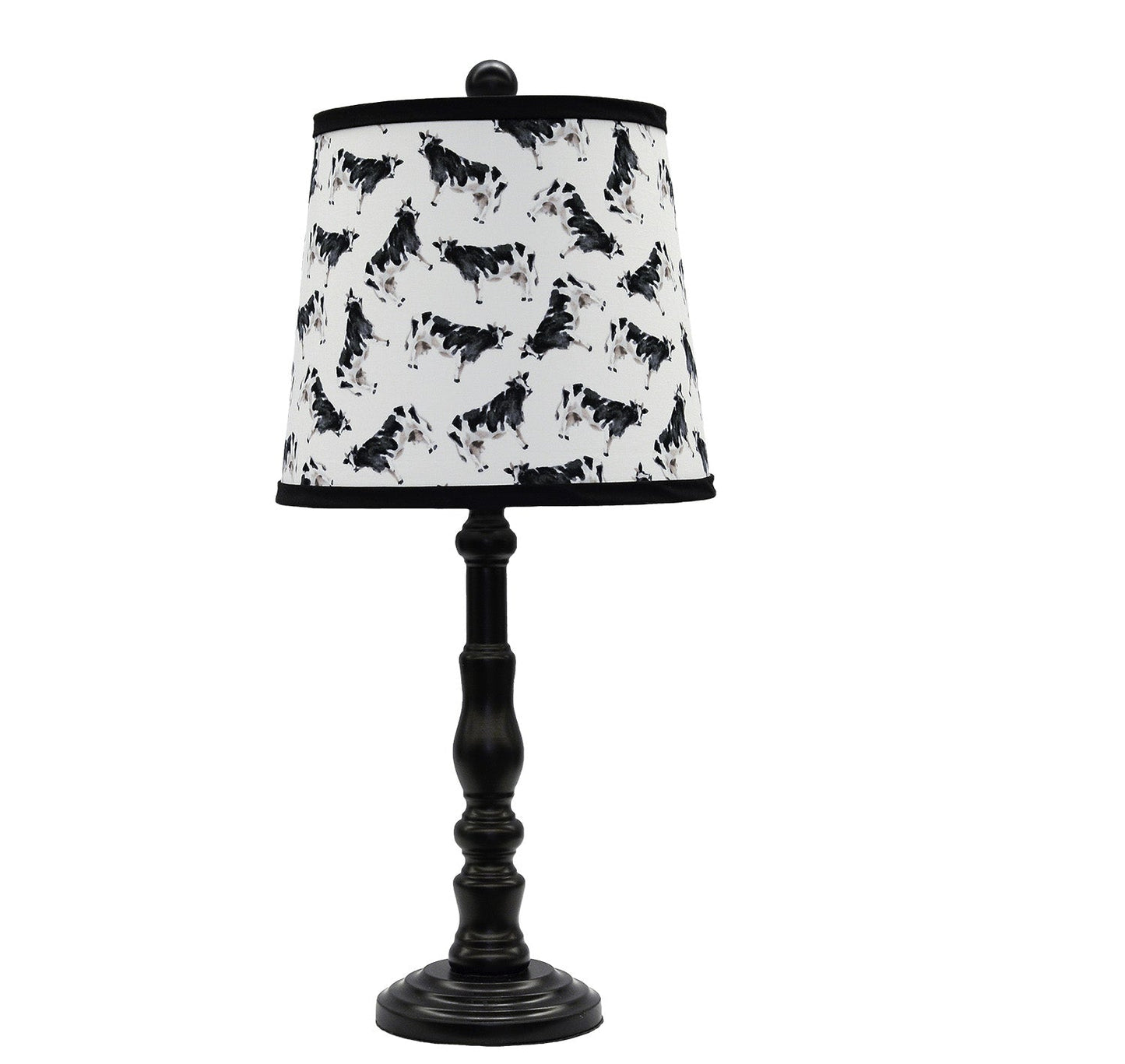 HomeRoots Traditional Table Lamp With Cow Printed Shade in Black Finish