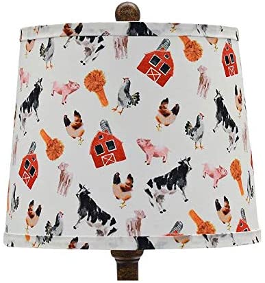 HomeRoots Traditional Table Lamp With Farm Animal Printed Shade in Brown Finish