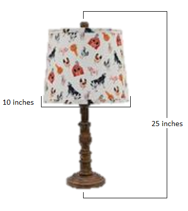 HomeRoots Traditional Table Lamp With Farm Animal Printed Shade in Brown Finish