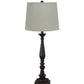 HomeRoots Traditional Table Lamp With Natural Shade and Distressed Black Finish