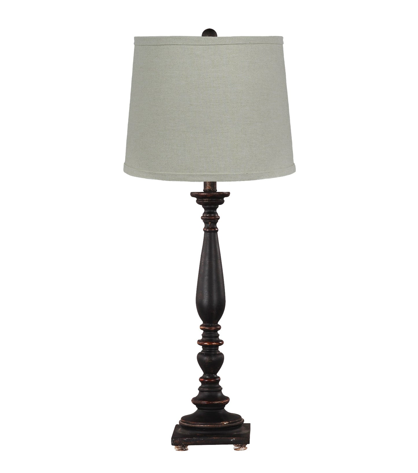 HomeRoots Traditional Table Lamp With Natural Shade and Distressed Black Finish