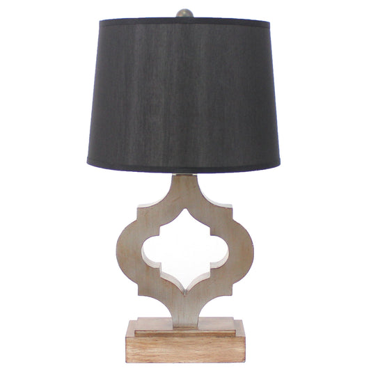 HomeRoots Traditional Wooden Table Lamp With Black Linen Shade