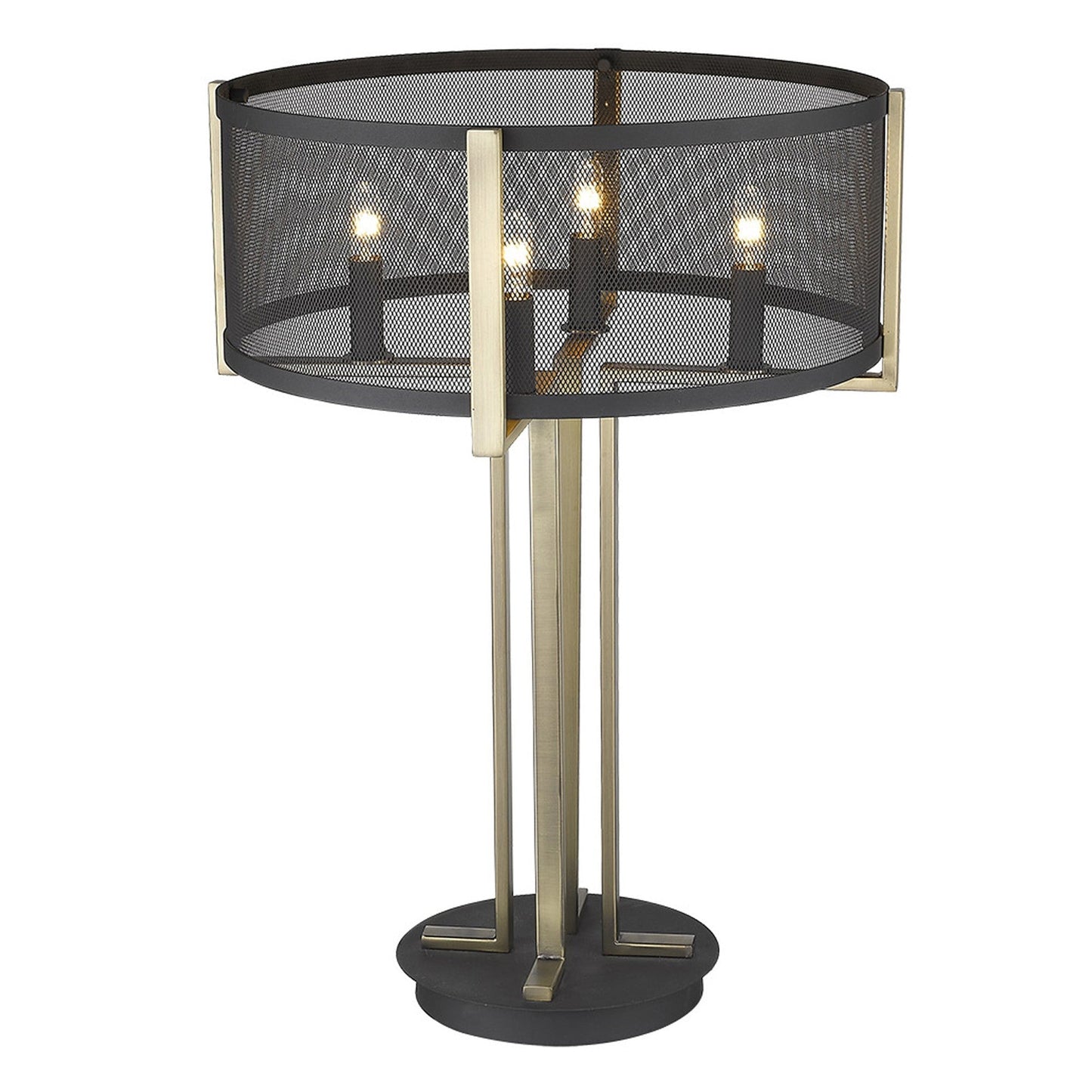 HomeRoots Trend Home 4-Light Table Lamp in Matte Black Finish