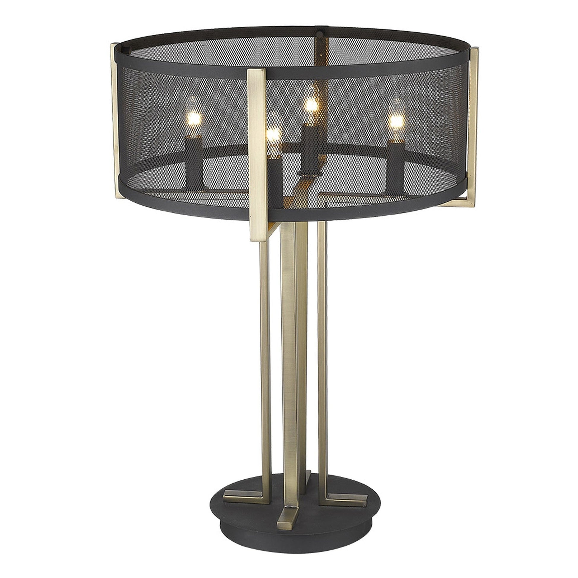 HomeRoots Trend Home 4-Light Table Lamp in Matte Black Finish
