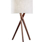 HomeRoots Tripod Leg Table Lamp With Walnut Wood Finish