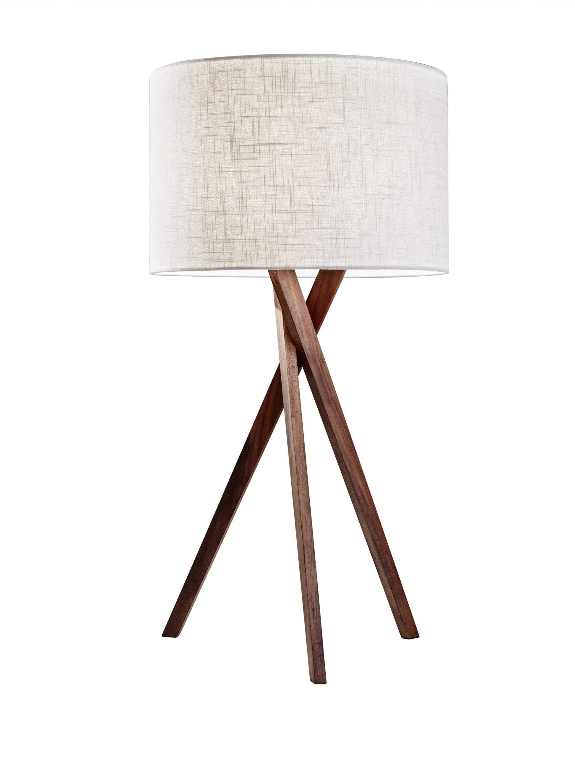 HomeRoots Tripod Leg Table Lamp With Walnut Wood Finish