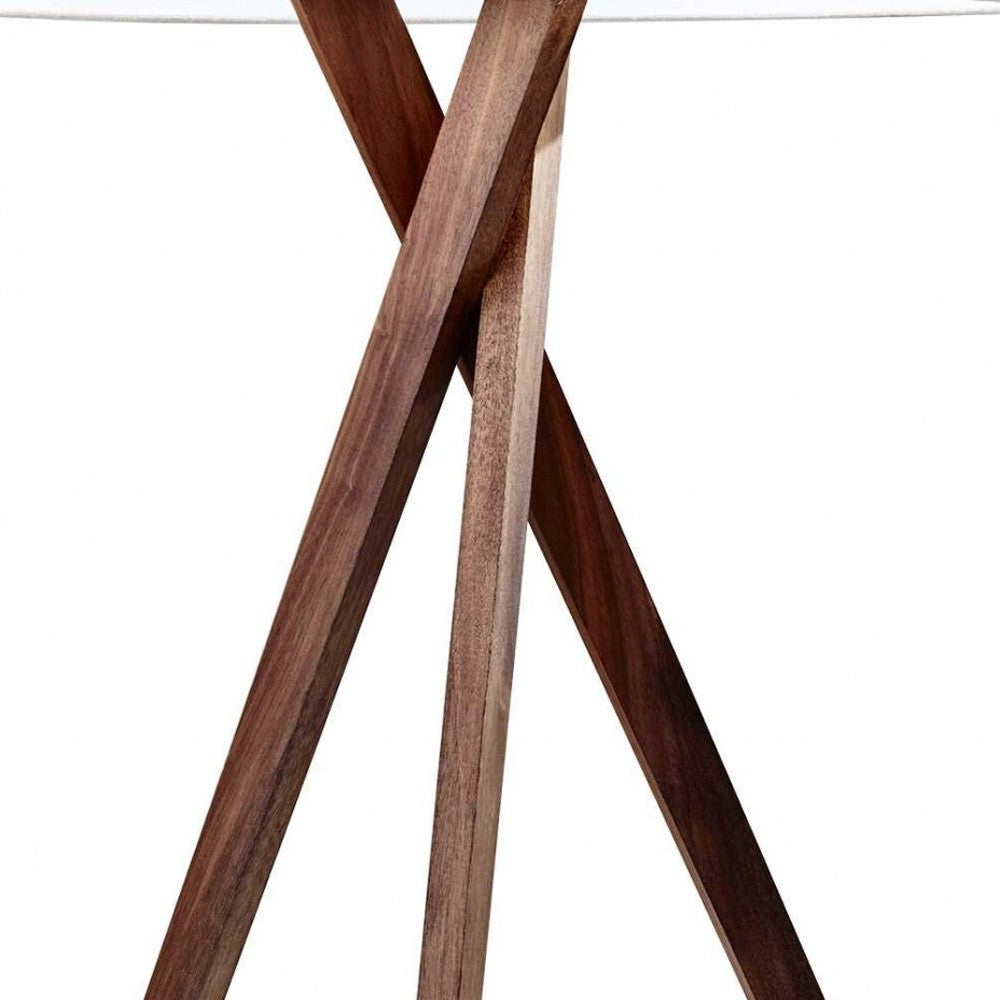 HomeRoots Tripod Leg Table Lamp With Walnut Wood Finish