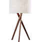 HomeRoots Tripod Leg Table Lamp With Walnut Wood Finish