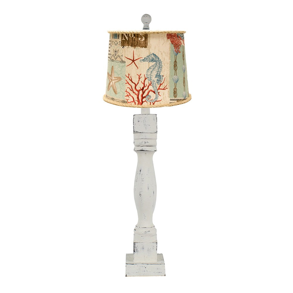 HomeRoots Tropical Beauty Of The Sea Table Lamp With Rustic White Finish