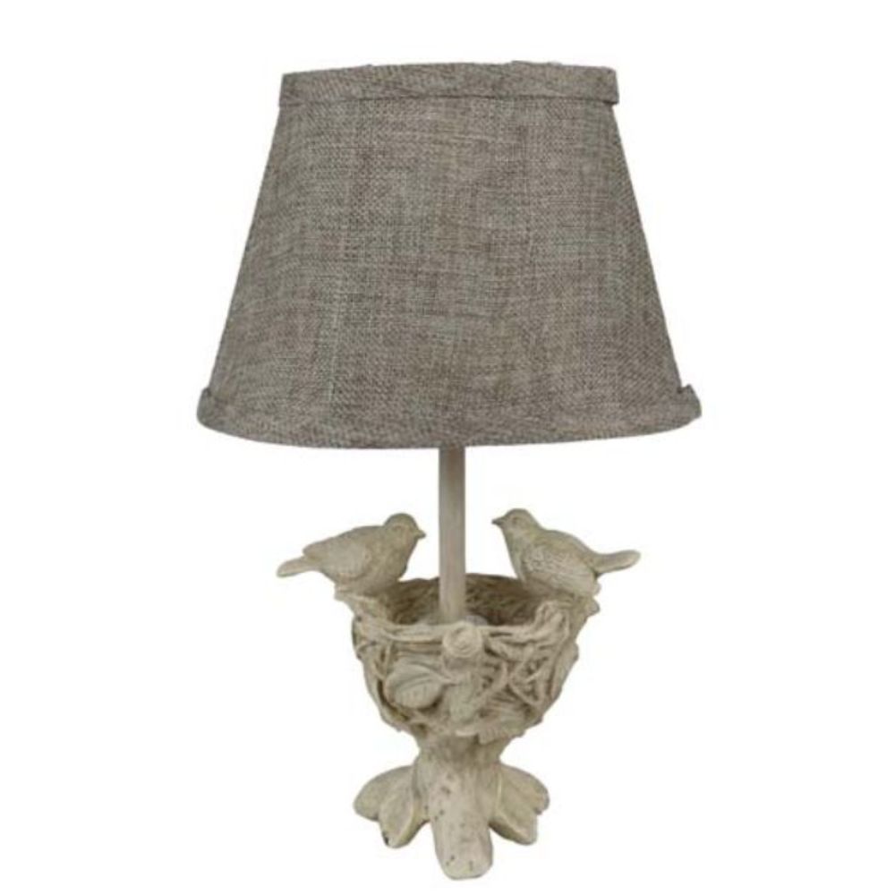 HomeRoots Two Birds and Nest Accent Lamp in White Finish