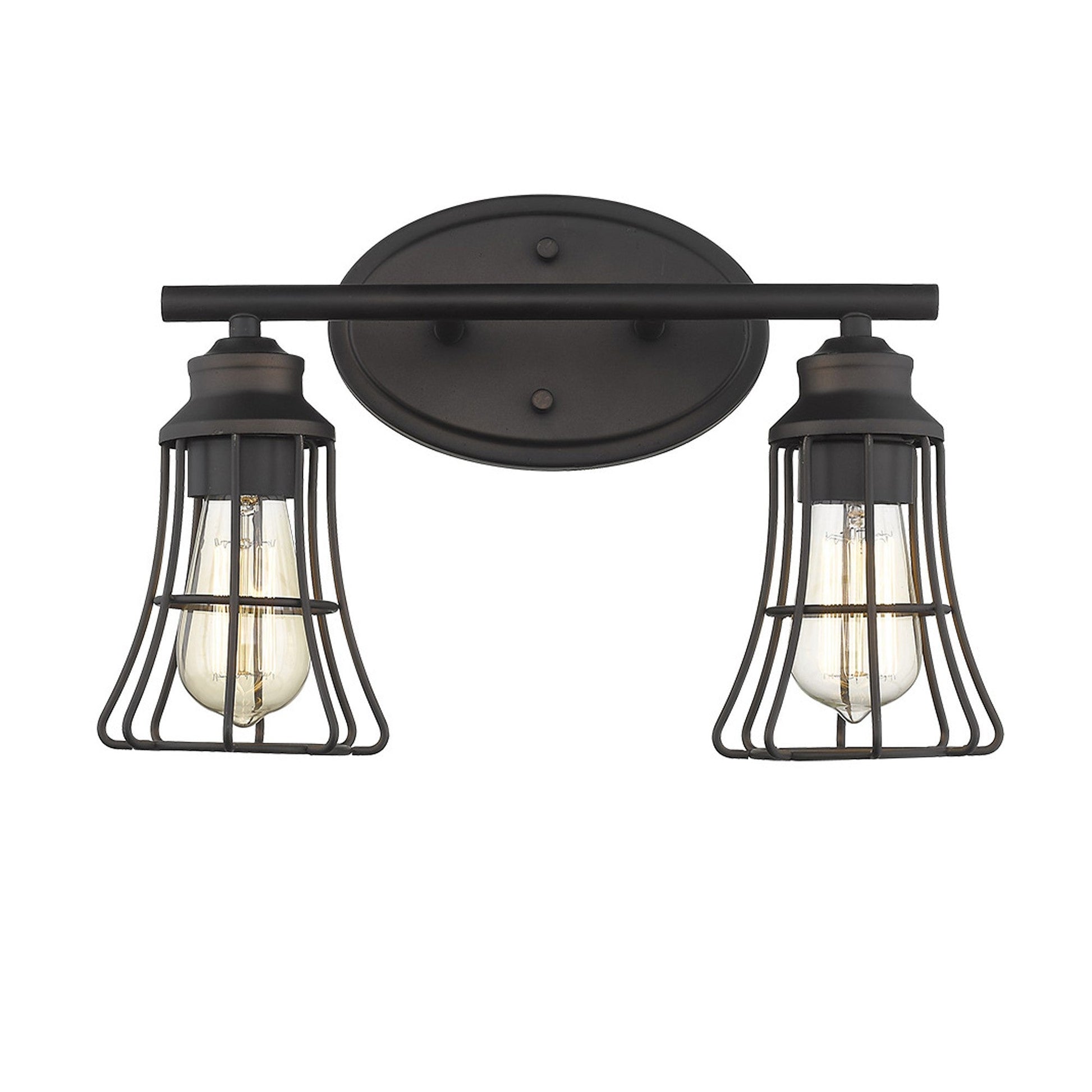 HomeRoots Two Light Cage Wall Light in Bronze Finish