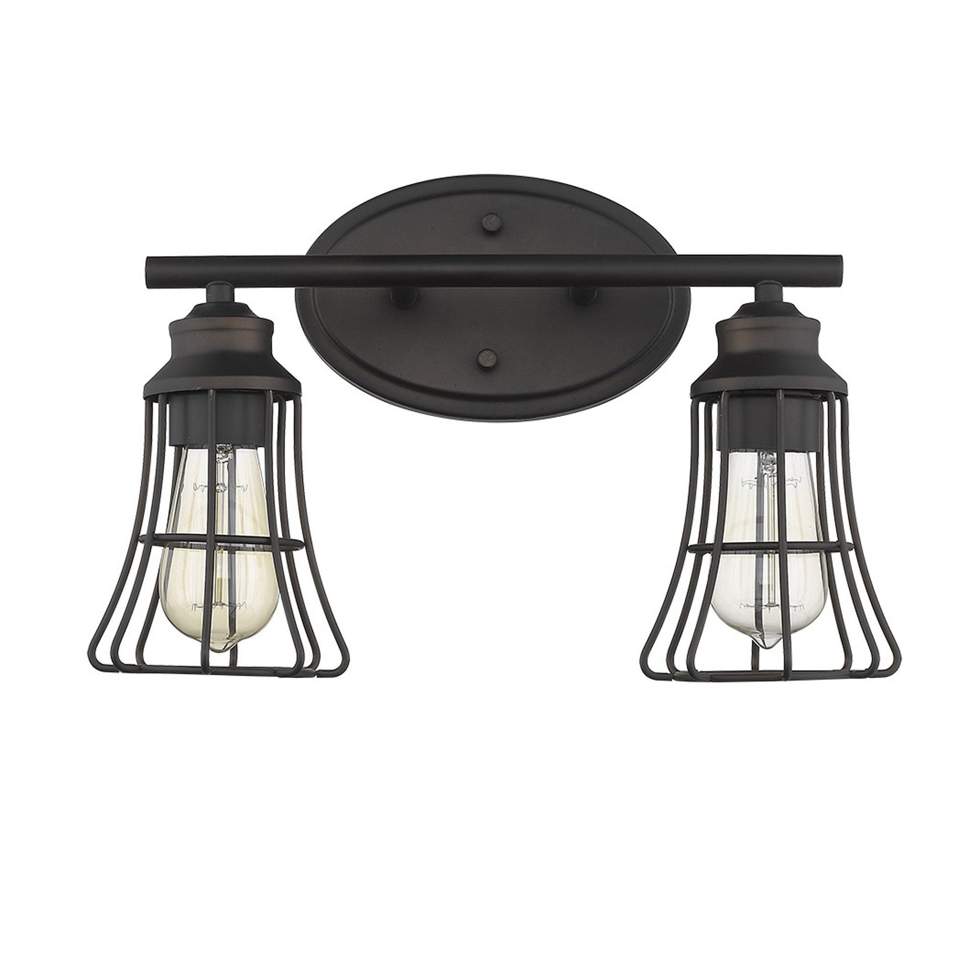 HomeRoots Two Light Cage Wall Light in Bronze Finish