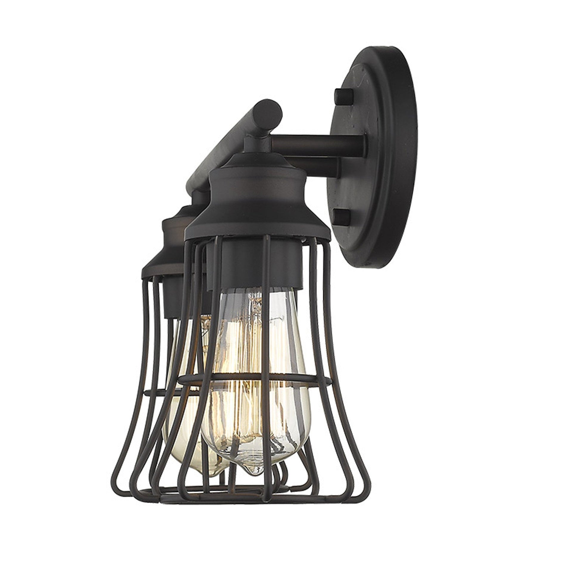 HomeRoots Two Light Cage Wall Light in Bronze Finish