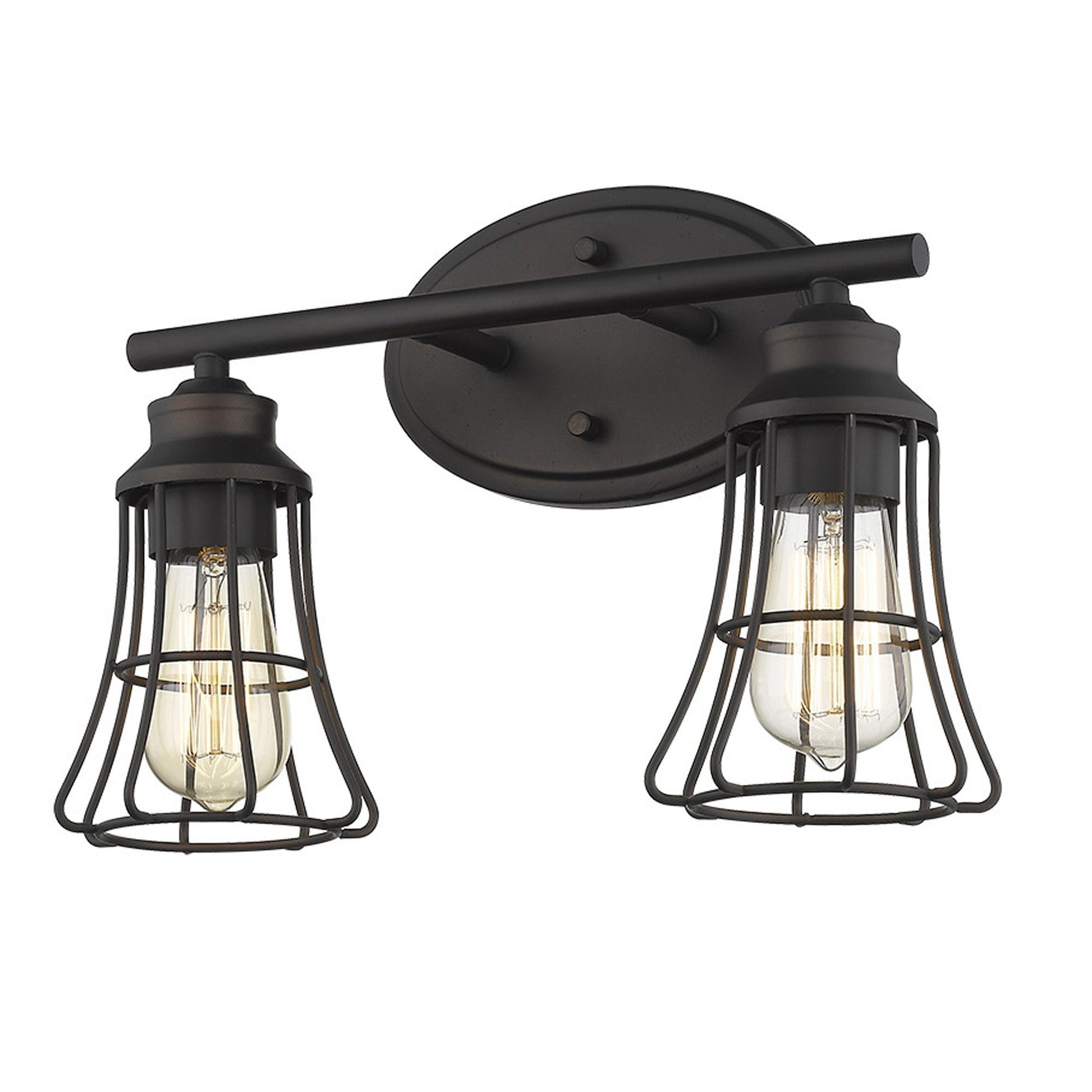 HomeRoots Two Light Cage Wall Light in Bronze Finish