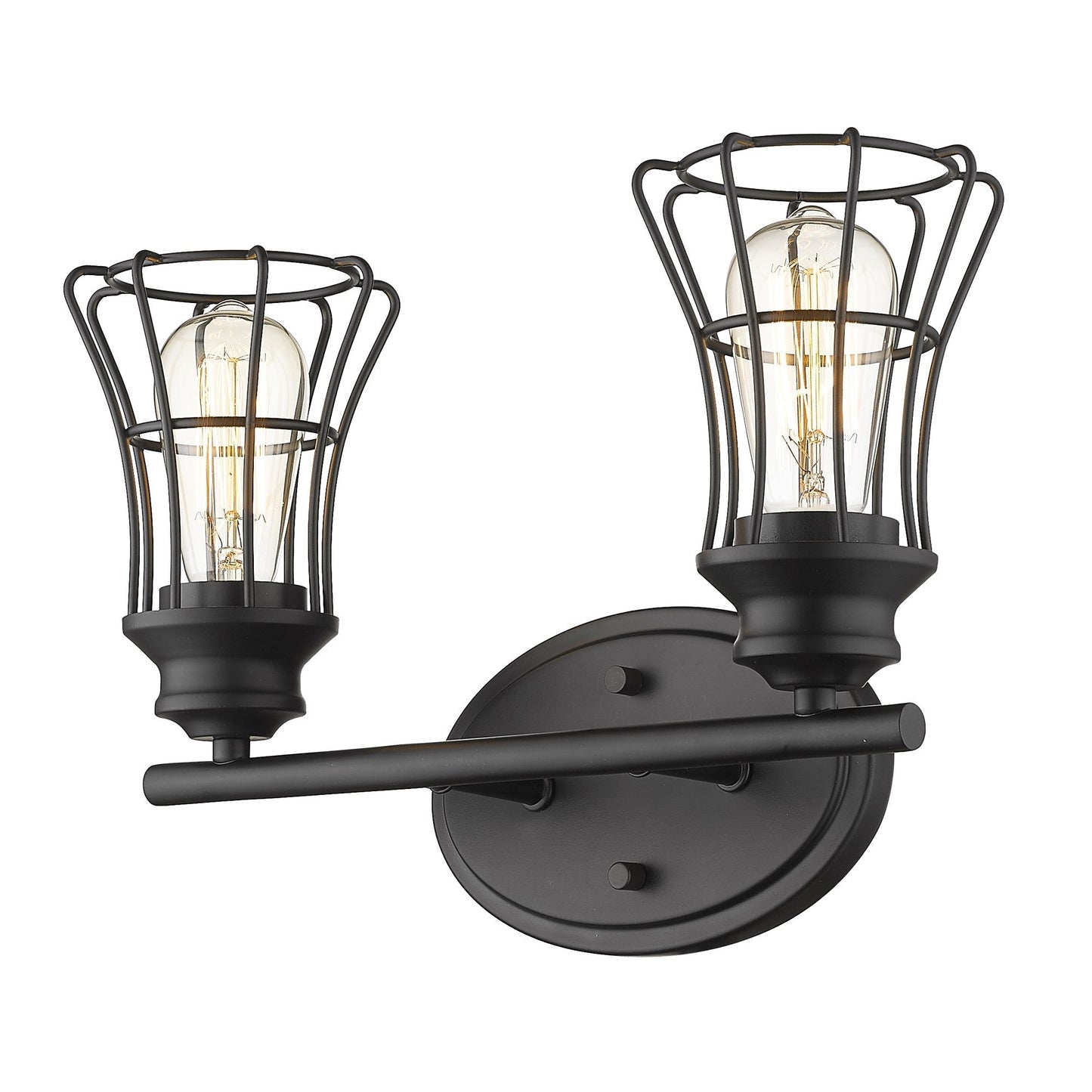 HomeRoots Two Light Cage Wall Sconce in Matte Black Finish
