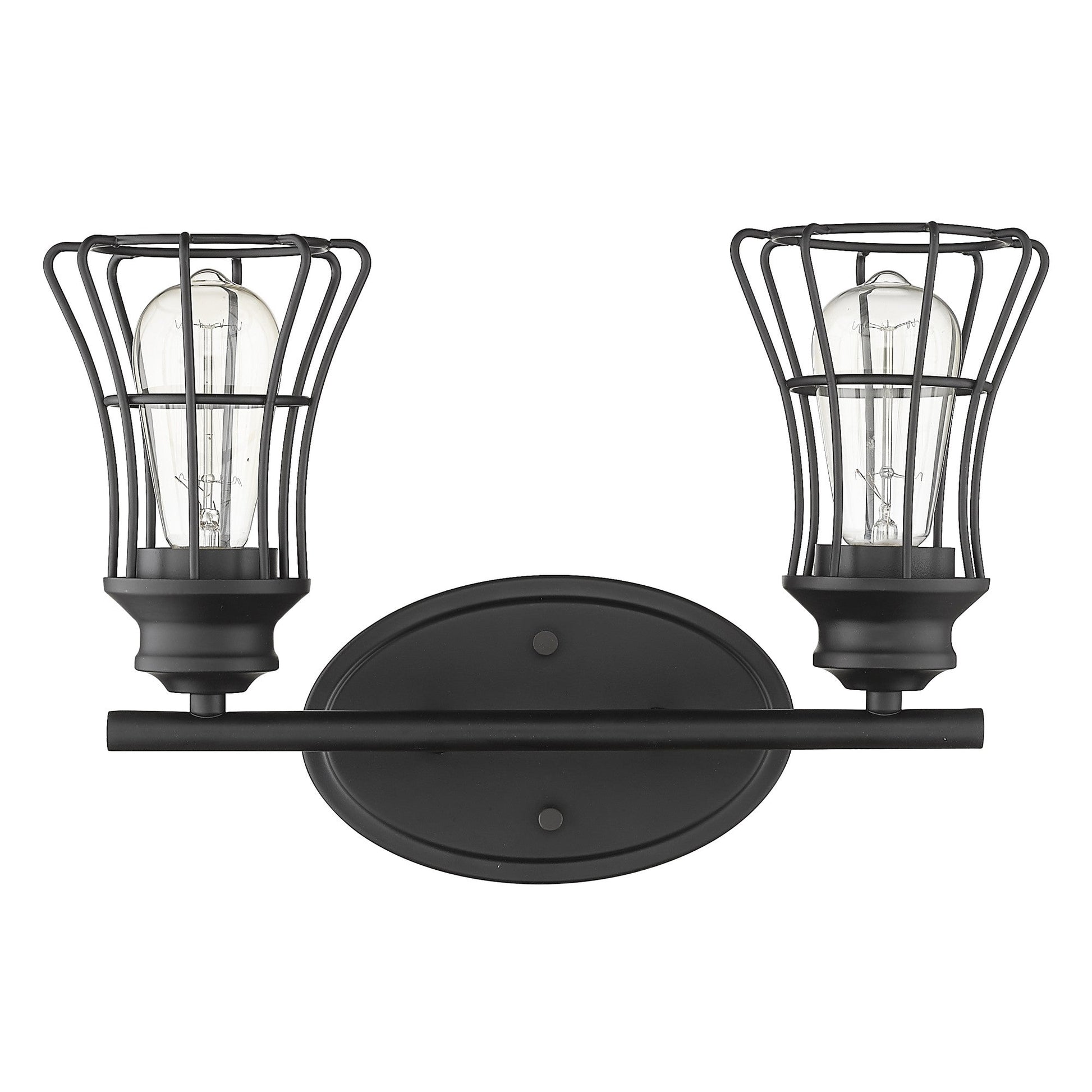 HomeRoots Two Light Cage Wall Sconce in Matte Black Finish