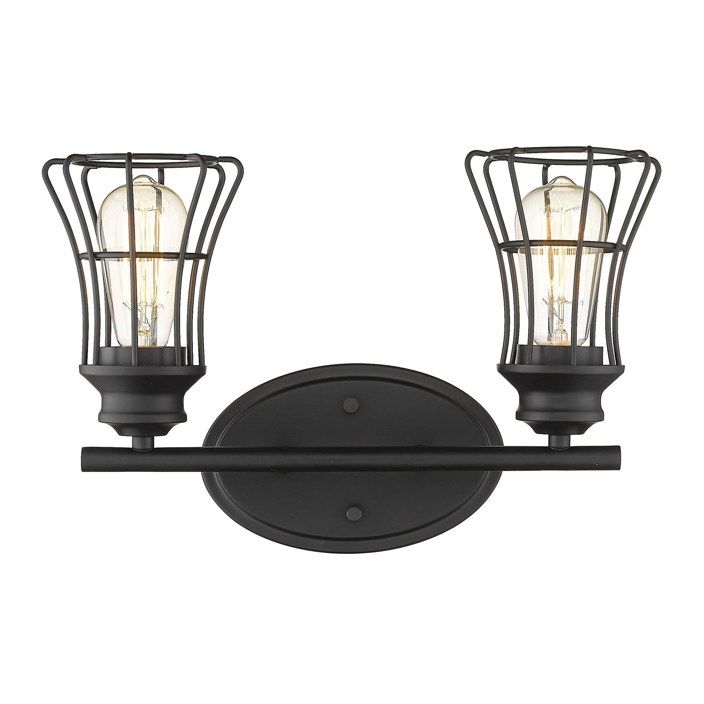 HomeRoots Two Light Cage Wall Sconce in Matte Black Finish