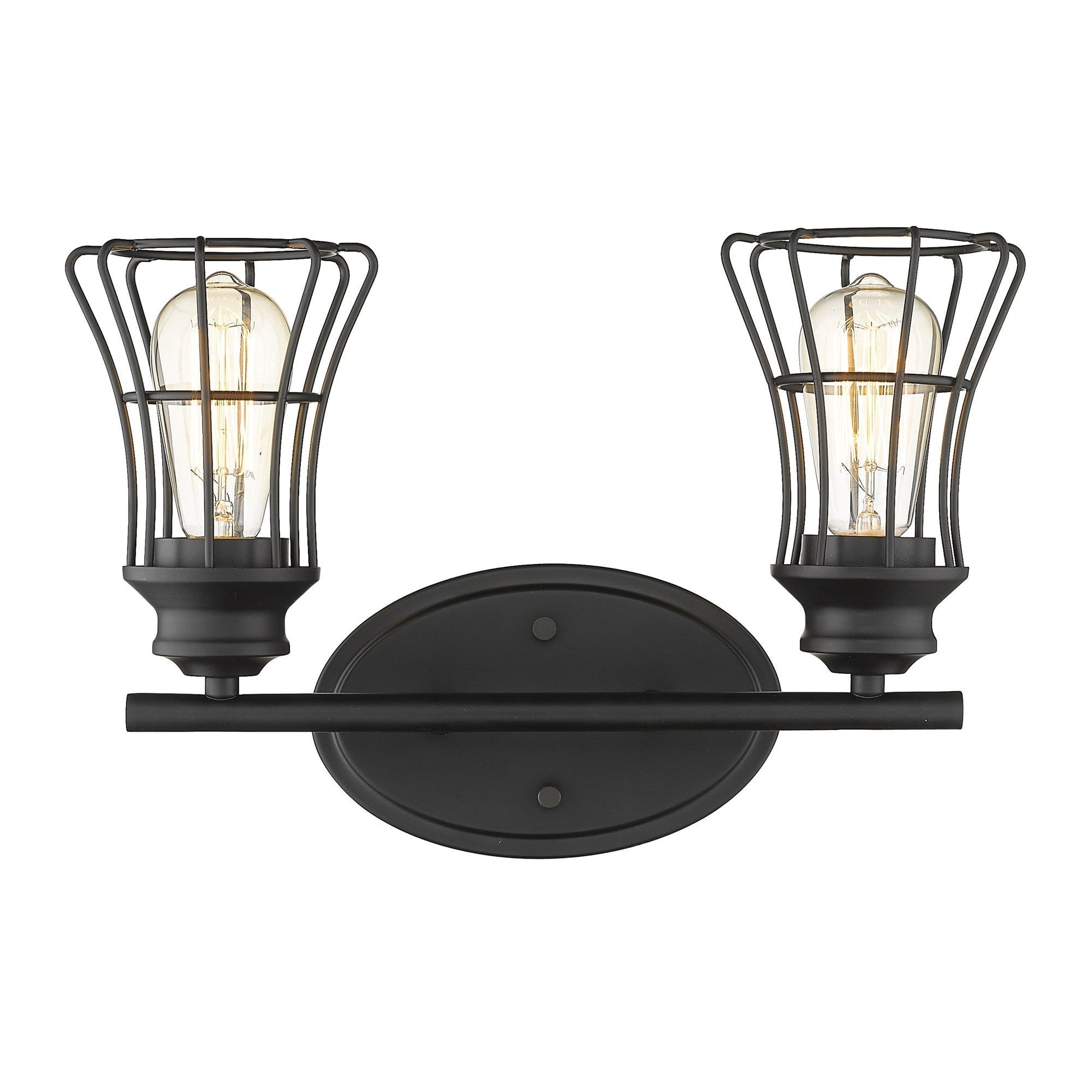 HomeRoots Two Light Cage Wall Sconce in Matte Black Finish