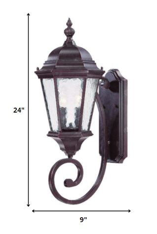 HomeRoots Two Light Carousel Lantern Wall Light in Brown Finish