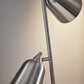 HomeRoots Two Light Floor Lamp With Adjustable Shades in Brushed Steel Finish