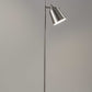 HomeRoots Two Light Floor Lamp With Adjustable Shades in Brushed Steel Finish