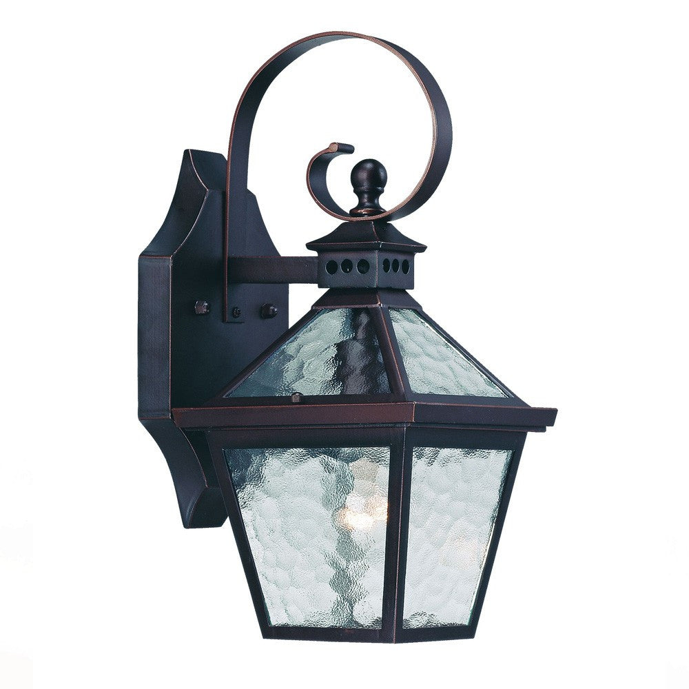 HomeRoots Two Light Hammered Glass Wall Light With Antique Bronze Finish