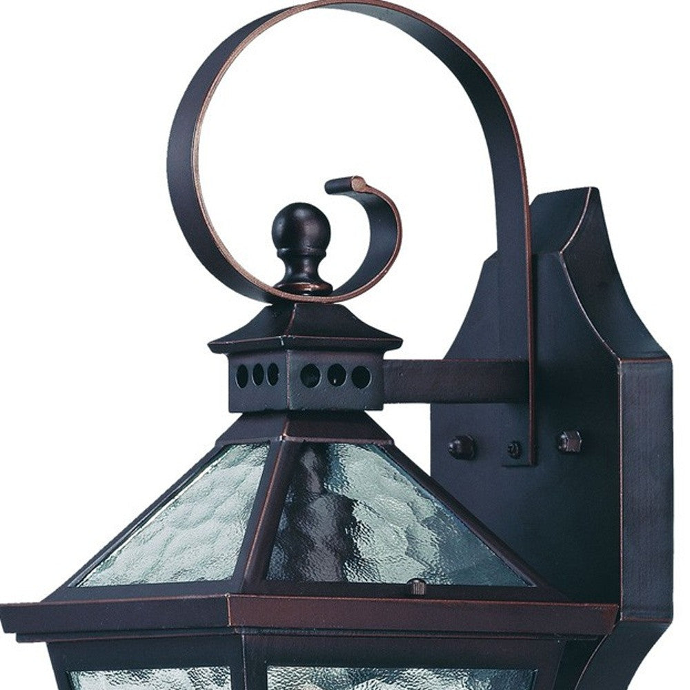 HomeRoots Two Light Hammered Glass Wall Light With Antique Bronze Finish
