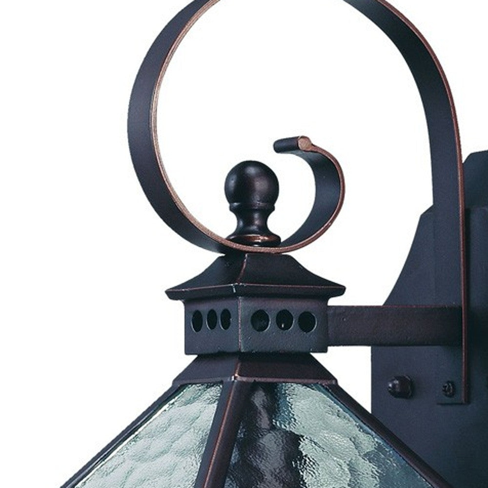 HomeRoots Two Light Hammered Glass Wall Light With Antique Bronze Finish
