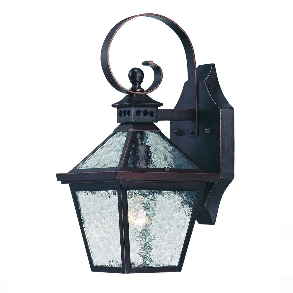 HomeRoots Two Light Hammered Glass Wall Light With Antique Bronze Finish