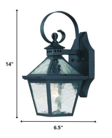 HomeRoots Two Light Hammered Glass Wall Light in Matte Black Finish