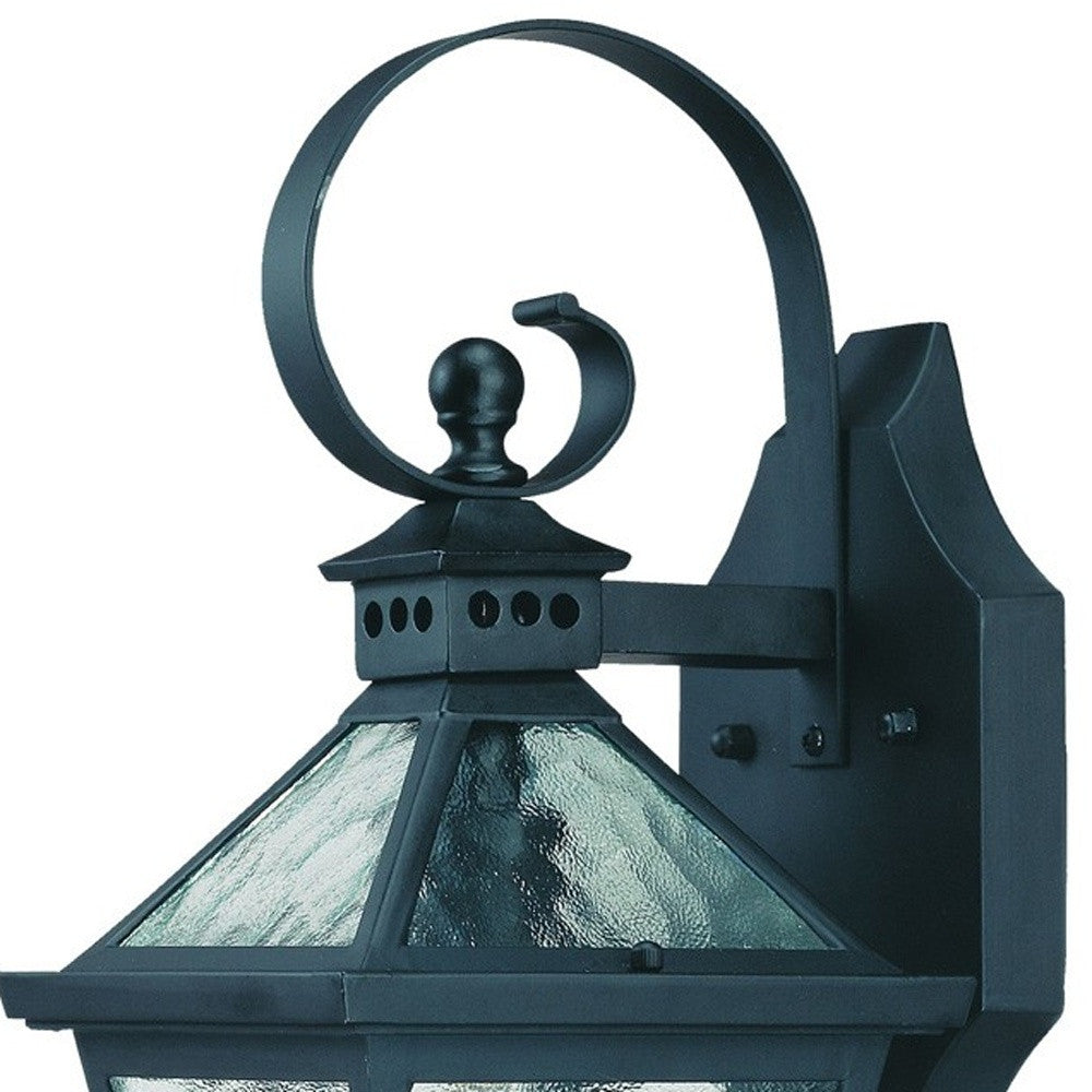 HomeRoots Two Light Hammered Glass Wall Light in Matte Black Finish