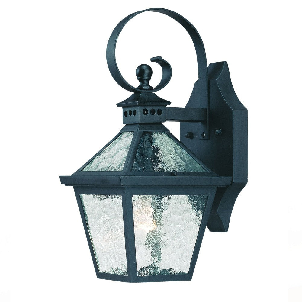 HomeRoots Two Light Hammered Glass Wall Light in Matte Black Finish