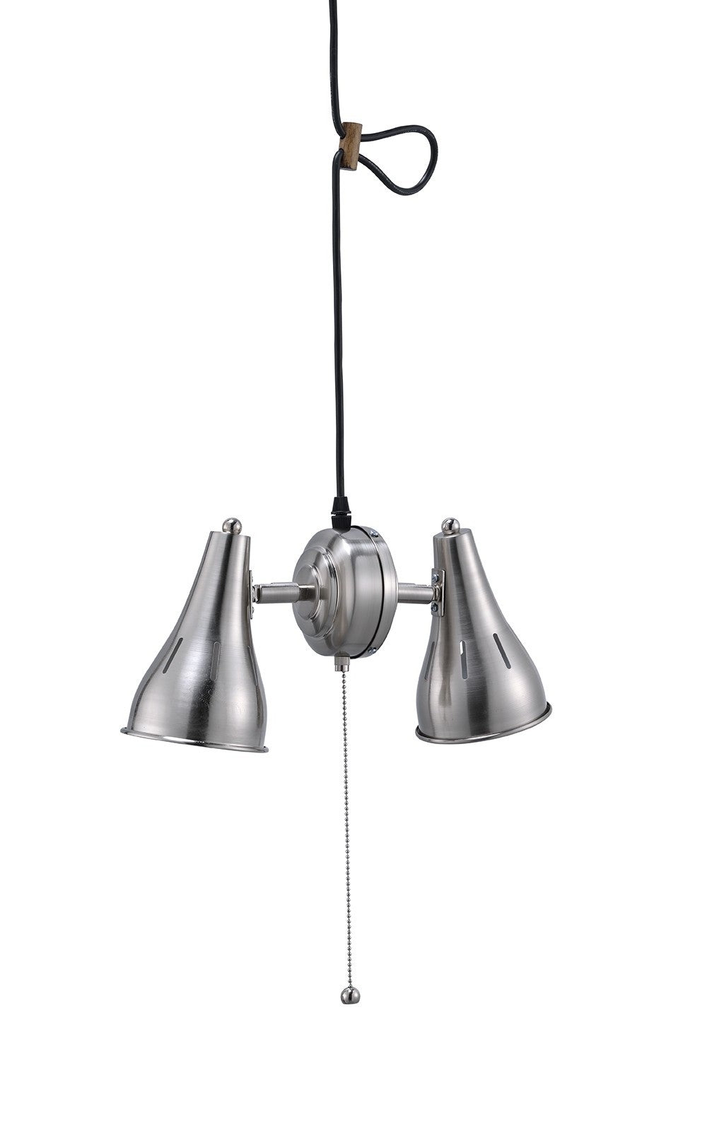 HomeRoots Two Light Industrial Hanging Light in Silver Finish