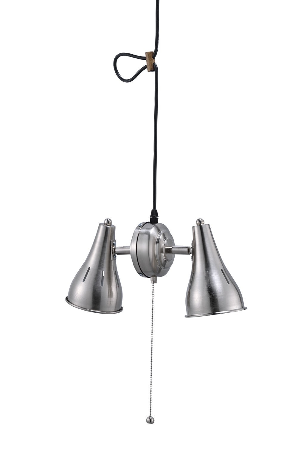 HomeRoots Two Light Industrial Hanging Light in Silver Finish