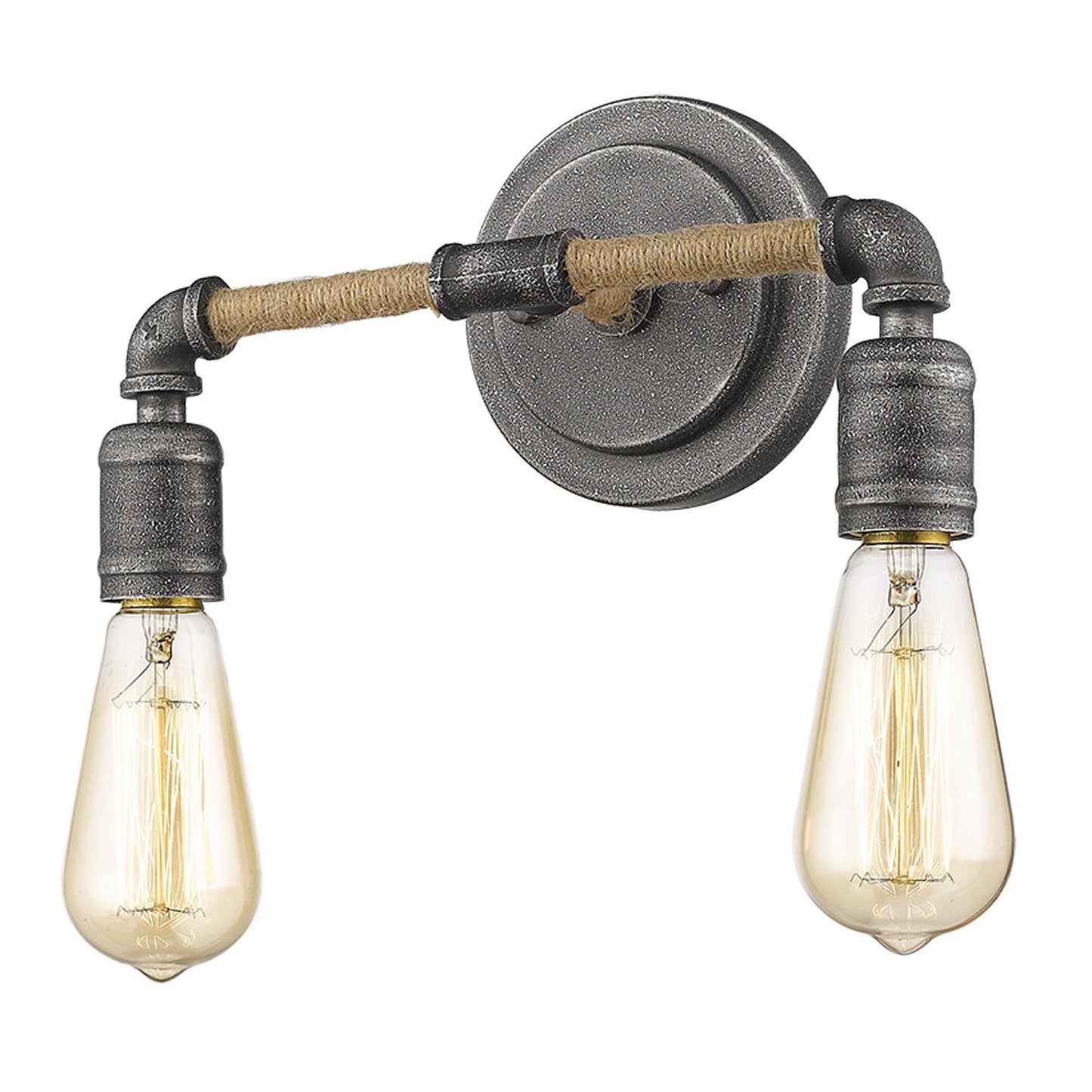 HomeRoots Two Light Industrial Wall Light With Textured Gray Finish