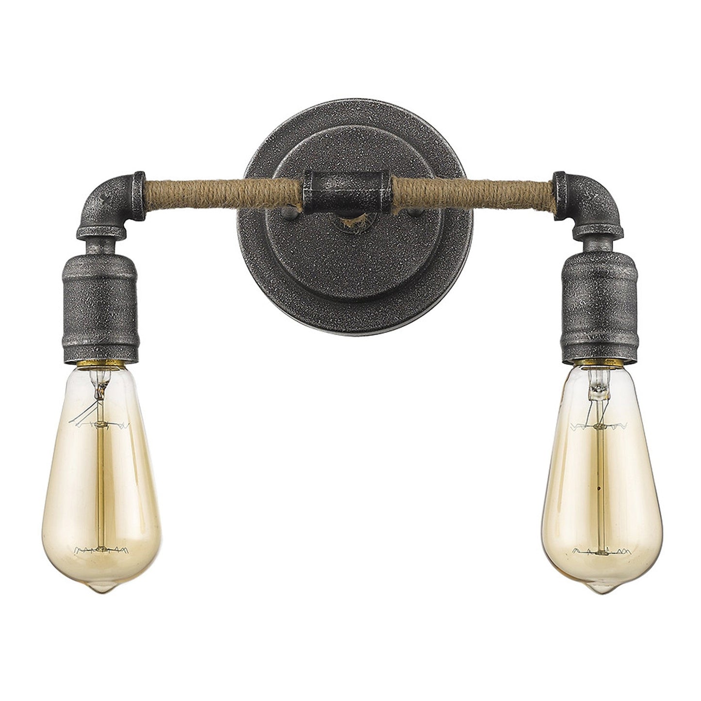 HomeRoots Two Light Industrial Wall Light With Textured Gray Finish