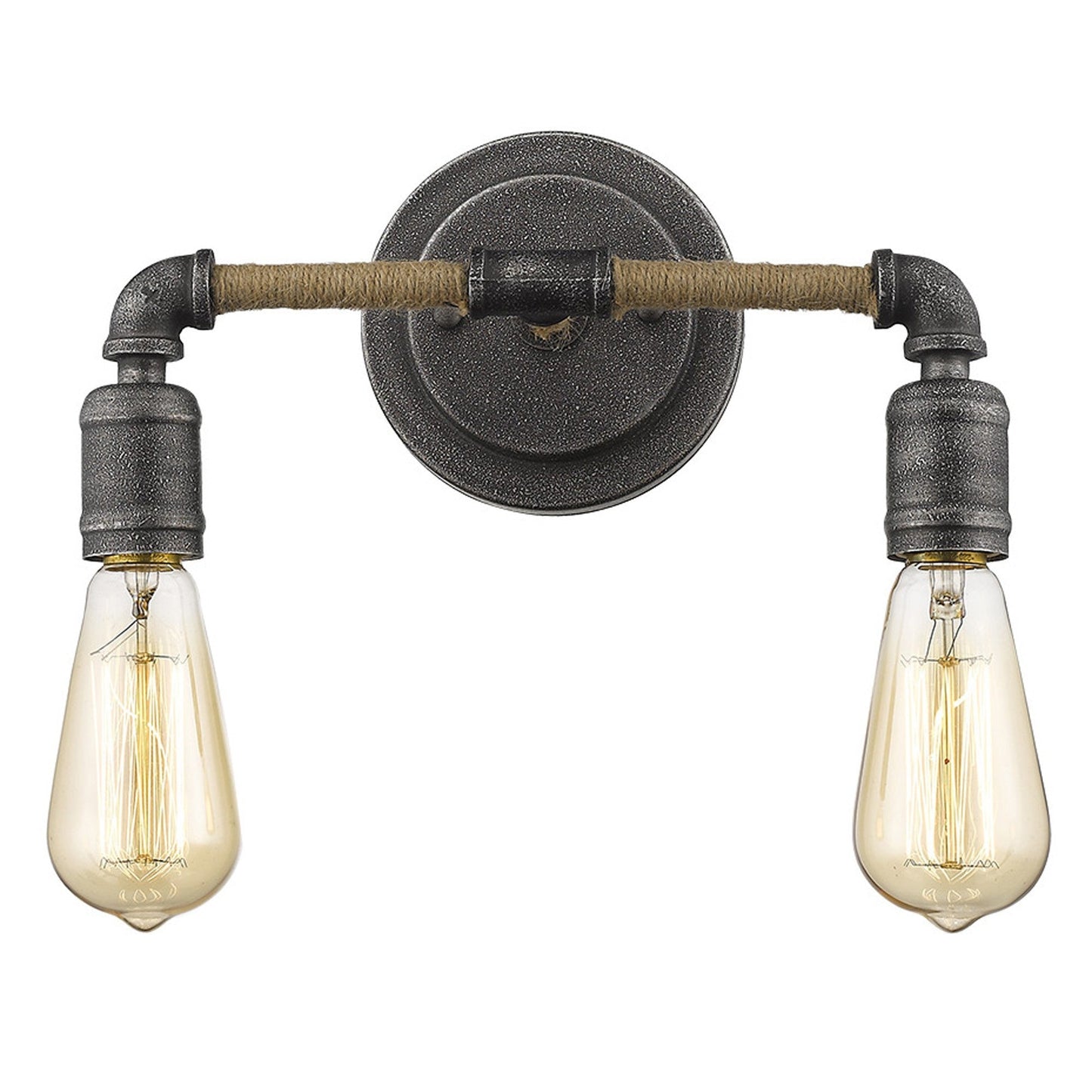 HomeRoots Two Light Industrial Wall Light With Textured Gray Finish