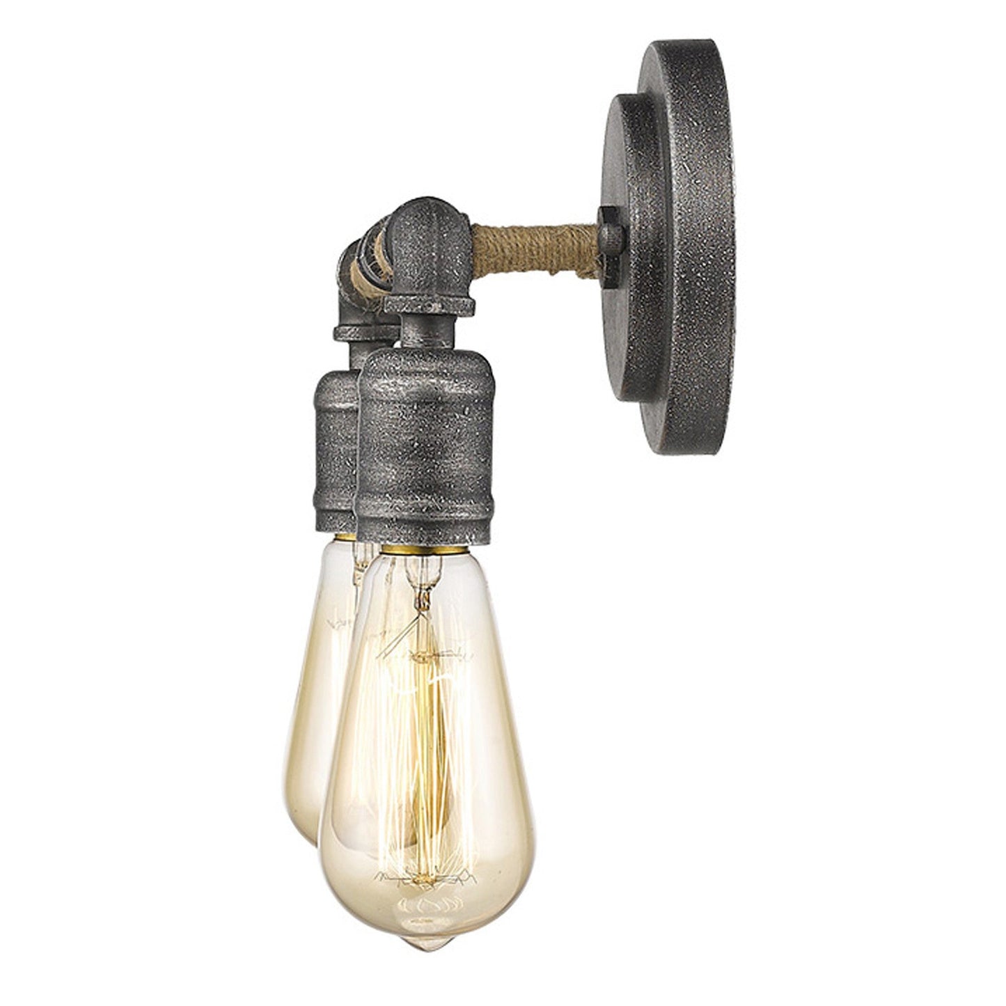 HomeRoots Two Light Industrial Wall Light With Textured Gray Finish