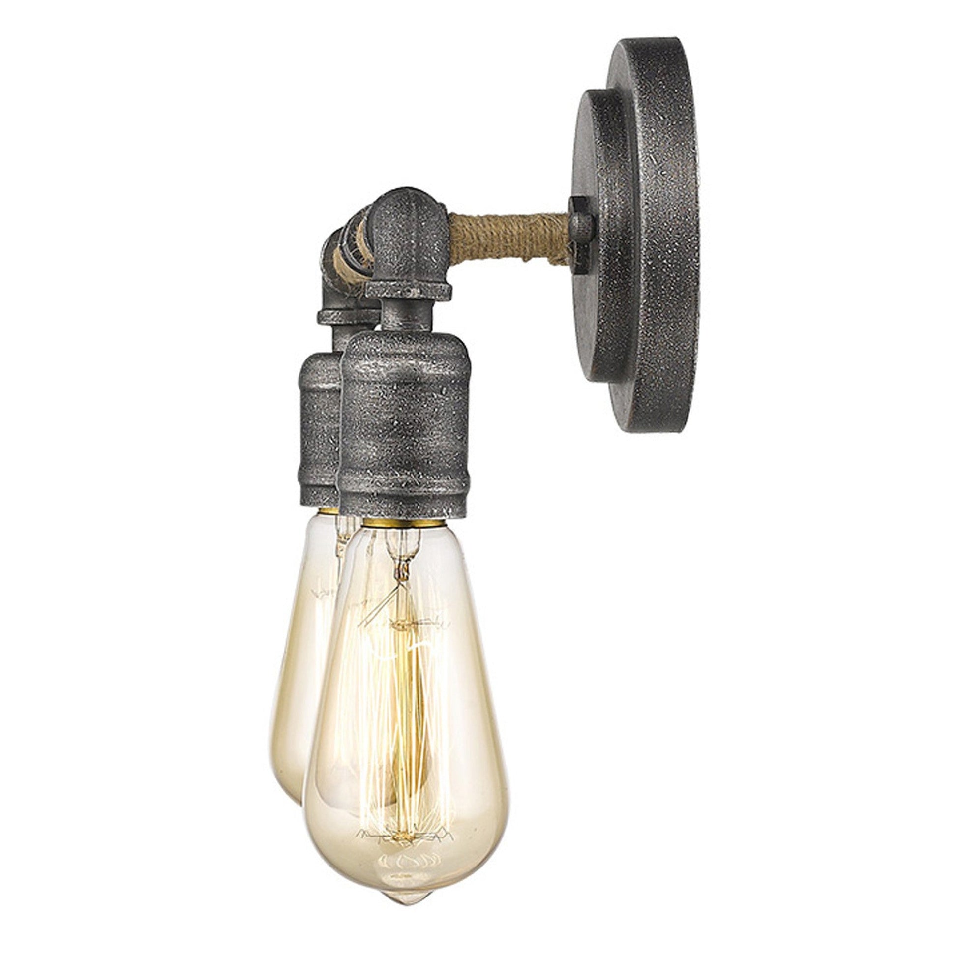 HomeRoots Two Light Industrial Wall Light With Textured Gray Finish