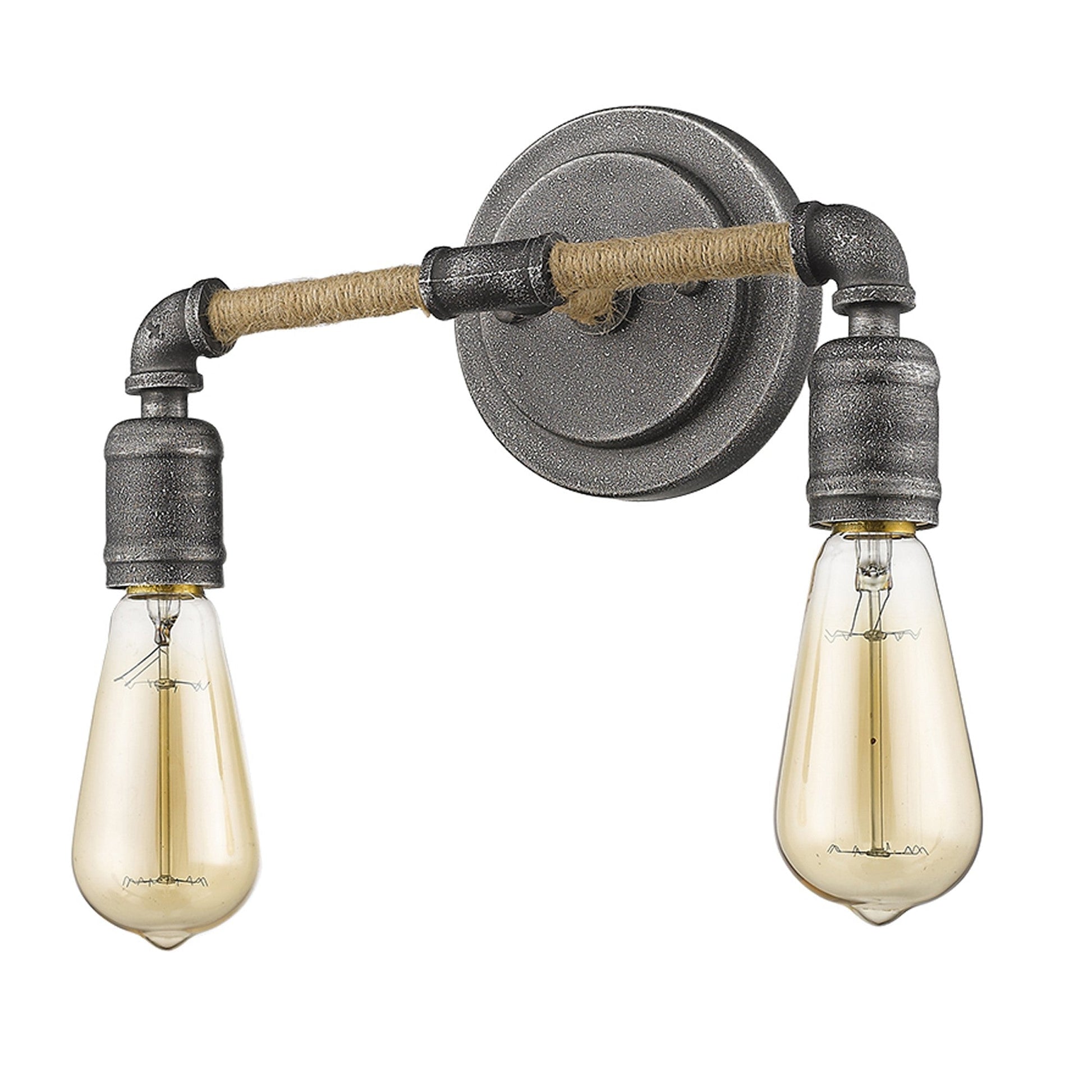 HomeRoots Two Light Industrial Wall Light With Textured Gray Finish