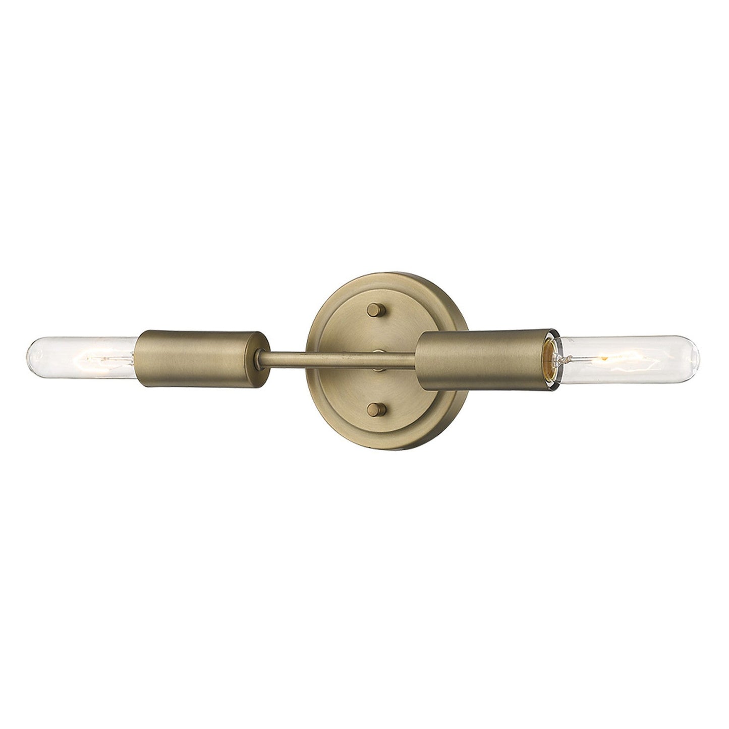 HomeRoots Two Light Narrow Bulb Wall Light in Dull Gold Finish