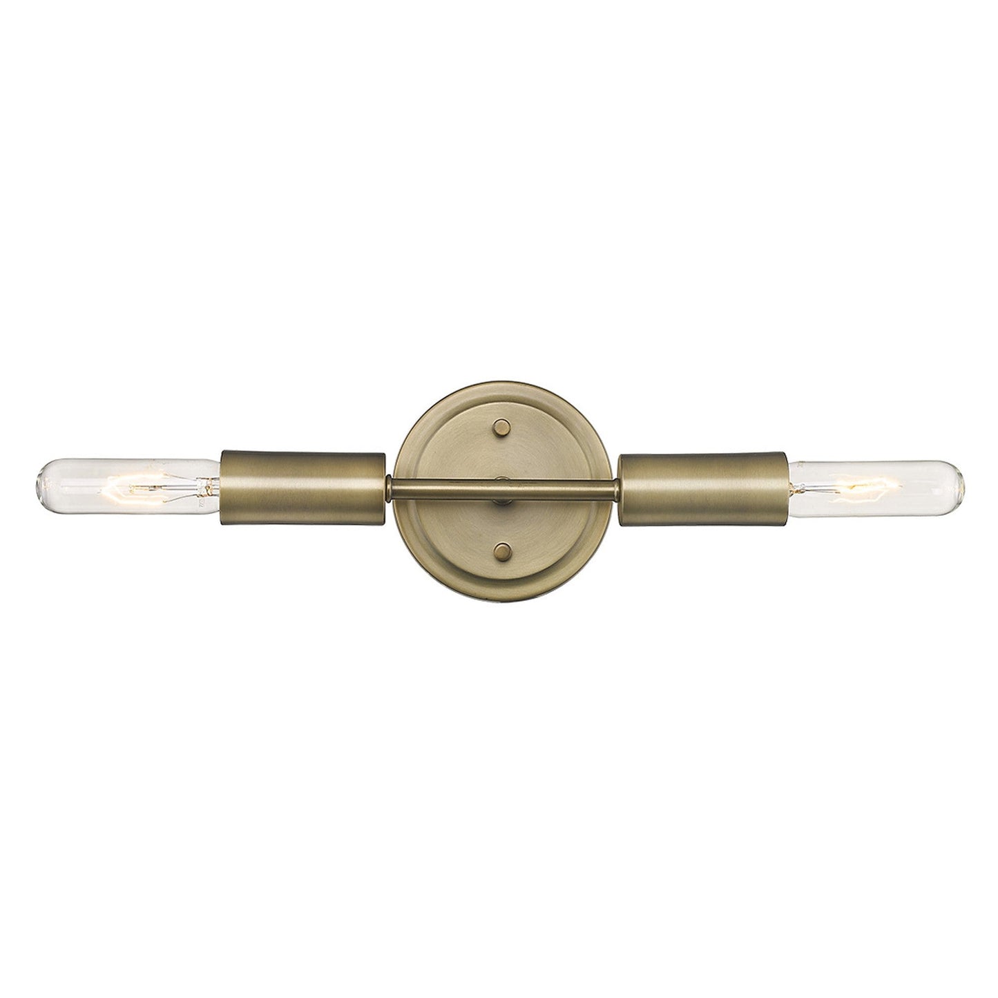 HomeRoots Two Light Narrow Bulb Wall Light in Dull Gold Finish
