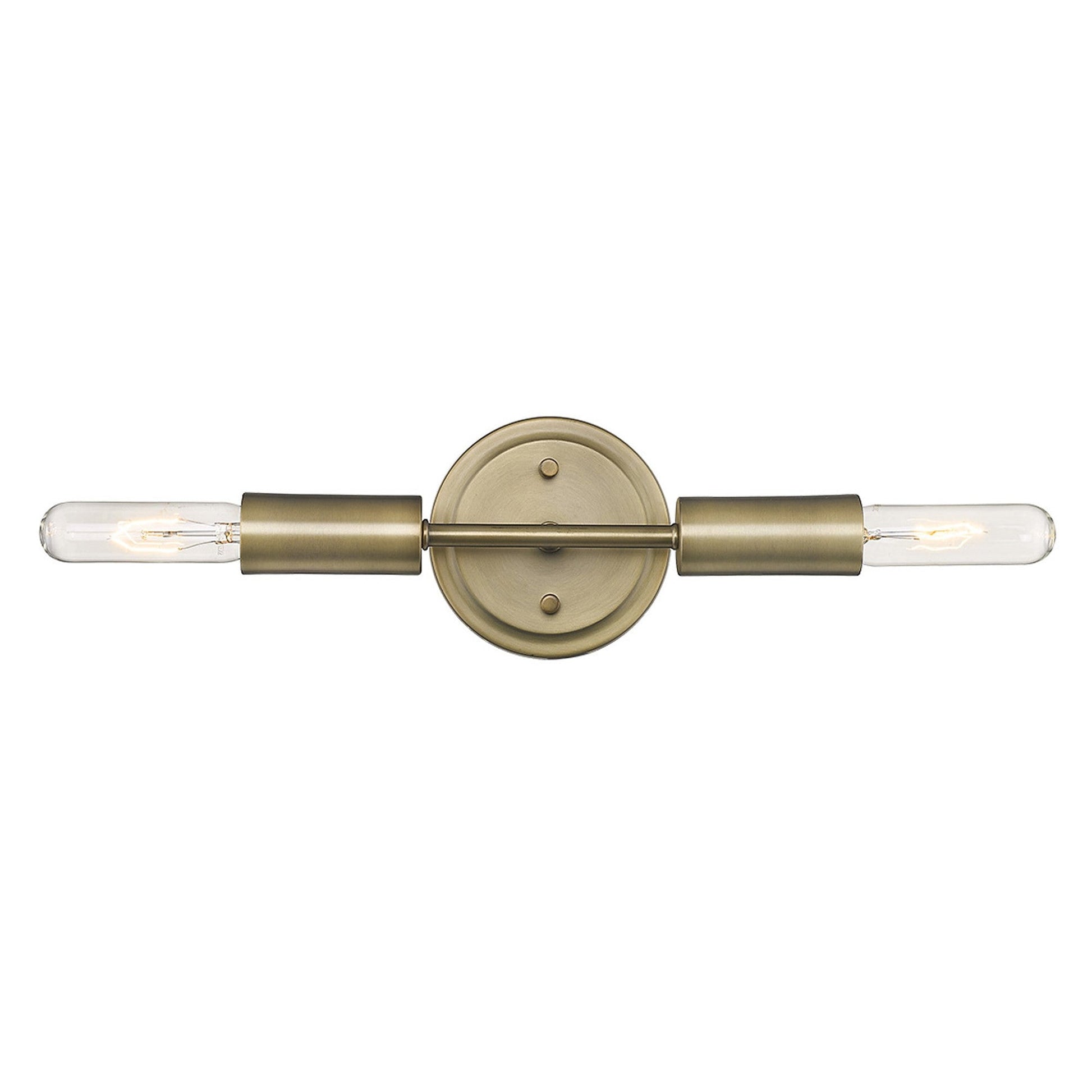 HomeRoots Two Light Narrow Bulb Wall Light in Dull Gold Finish