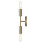 HomeRoots Two Light Narrow Bulb Wall Light in Dull Gold Finish
